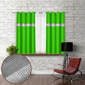 Dekorační krátký závěs se zirkony s kruhy GLORY 160 světle zelená 140x160 cm (cena za 1 kus) MyBestHome