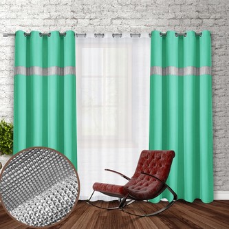 Dekorační závěs se zirkony s kruhy GLORY 250 mátová 140x250 cm (cena za 1 kus) MyBestHome