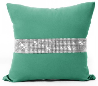 Polštář GLAM se zirkony mořská zelená 40x40 cm Mybesthome