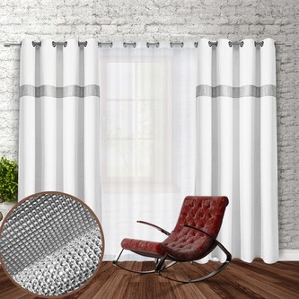 Dekorační závěs se zirkony s kruhy GLORY 250 bílá 140x250 cm (cena za 1 kus) MyBestHome