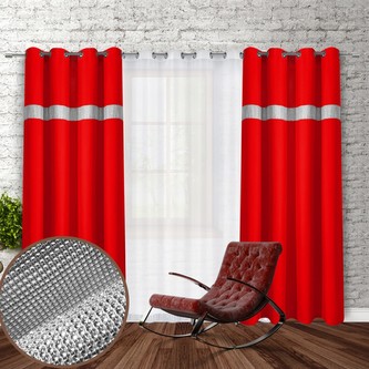 Dekorační závěs se zirkony s kruhy GLORY 250 červená 140x250 cm (cena za 1 kus) MyBestHome