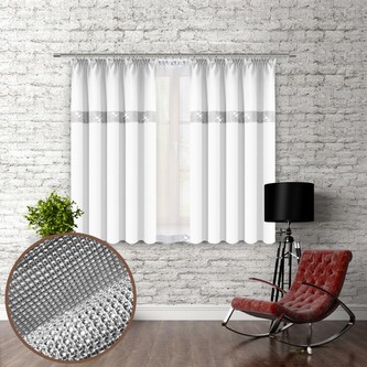 Dekorační závěs se zirkony s řasící páskou GLAM 160 bílá 140x160 cm (cena za 1 kus) MyBestHome