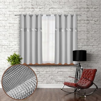 Dekorační krátký závěs se zirkony s kruhy GLORY 160 světle šedá 140x160 cm (cena za 1 kus) MyBestHome