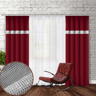 Dekorační závěs se zirkony s řasící páskou GLAM 250 vínová 140x250 cm (cena za 1 kus) MyBestHome