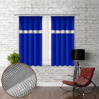 Dekorační závěs se zirkony s řasící páskou GLAM 160 modrá 140x160 cm (cena za 1 kus) MyBestHome