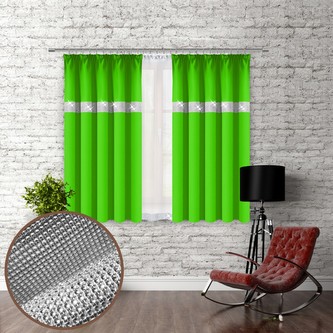 Dekorační závěs se zirkony s řasící páskou GLAM 160 světle zelená 140x160 cm (cena za 1 kus) MyBestHome