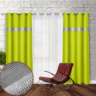 Dekorační závěs se zirkony s kruhy GLORY 250 limonka 140x250 cm (cena za 1 kus) MyBestHome