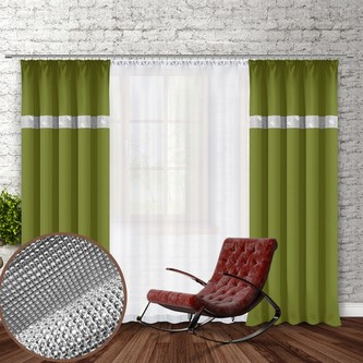 Dekorační závěs se zirkony s řasící páskou GLAM 250 olivová 140x250 cm (cena za 1 kus) MyBestHome