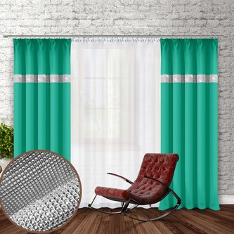 Dekorační závěs se zirkony s řasící páskou GLAM 250 mořská zelená 140x250 cm (cena za 1 kus) MyBestHome