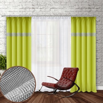 Dekorační závěs se zirkony s řasící páskou GLAM 250 limonka 140x250 cm (cena za 1 kus) MyBestHome