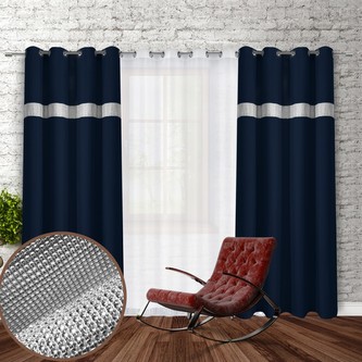 Dekorační závěs se zirkony s kruhy GLORY 250 granátová 140x250 cm (cena za 1 kus) MyBestHome