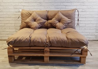 Polstr CARLOS SET - sedák 120x80 cm, opěrka 120x40 cm, 2x polštáře 30x30 cm, cappuccino, paletové prošívané sezení Mybesthome