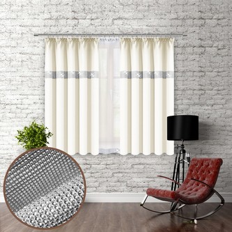 Dekorační závěs se zirkony s řasící páskou GLAM 160 smetanová 140x160 cm (cena za 1 kus) MyBestHome