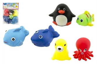 Zvířátko pískací 6ks plast 10cm v sáčku