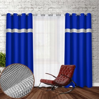 Dekorační závěs se zirkony s kruhy GLORY 250 modrá 140x250 cm (cena za 1 kus) MyBestHome