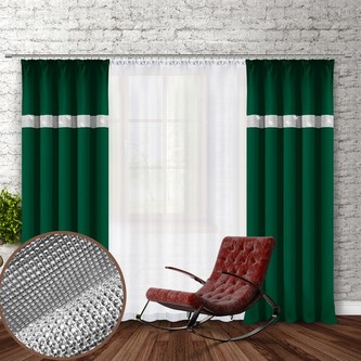 Dekorační závěs se zirkony s řasící páskou GLAM 250 lahvově zelená 140x250 cm (cena za 1 kus) MyBestHome