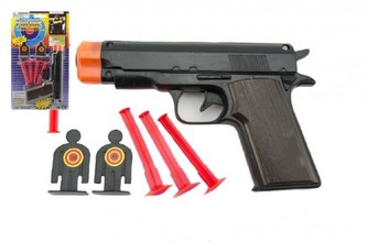 Pistole s přísavkami plast 15cm na kartě