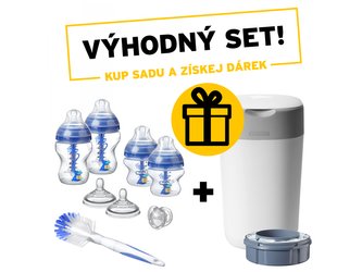 Sada kojeneckých lahviček C2N ANTI-COLIC Blue + Koš na pleny Sangenic Twist & Click