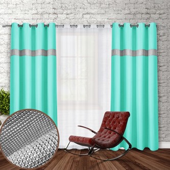 Dekorační závěs se zirkony s kruhy GLORY 250 pistáciová 140x250 cm (cena za 1 kus) MyBestHome