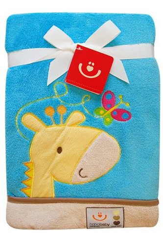 Dětská deka s aplikací ŽIRAFKA modrá 76x102 cm Bobobaby Dětská deka s aplikací ŽIRAFKA modrá 76x102 cm Bobobaby