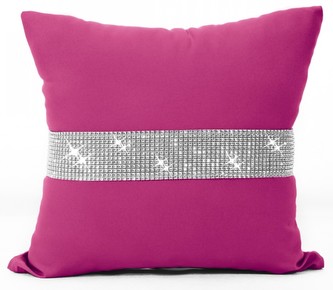 Polštář GLAM se zirkony tmavě růžová 40x40 cm Mybesthome