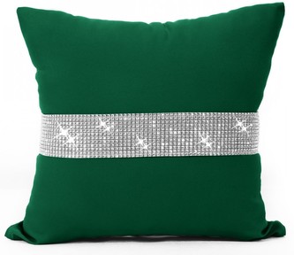 Polštář GLAM se zirkony lahvově zelená 40x40 cm Mybesthome