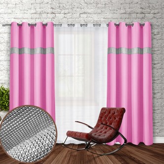 Dekorační závěs se zirkony s kruhy GLORY 250 jasná růžová 140x250 cm (cena za 1 kus) MyBestHome