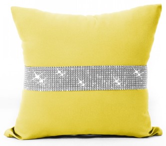 Polštář GLAM se zirkony mustard/hořčicová 40x40 cm Mybesthome