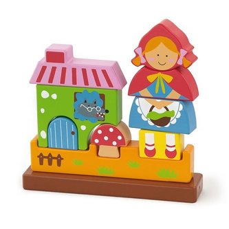 Dřevěné magnetické puzzle 3D kostky Viga Červená Karkulka