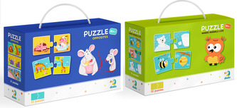 DODO Puzzle Duo 12x2 dílků, sada 2 balení Kde bydlí zvířátka a Protiklady, 18m+