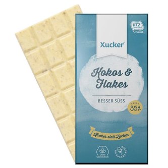 Bílá čokoláda s kokosem a vločkami - Xucker - 80 g