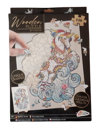 Dřevěné puzzle - Unikátní tvary Jednorožec 130 dílků