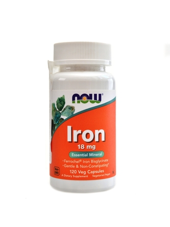 Now Foods - Iron bisglycinate chelát 18mg 120 kapslí