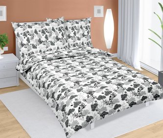 Povlečení krepové - šedý květ - 140x220, 70x90 cm