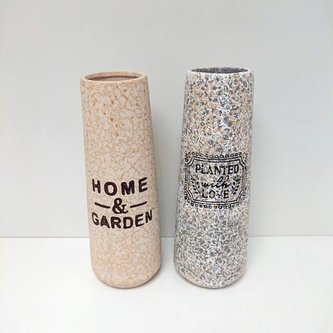 Váza keramika šedá + béžová malá