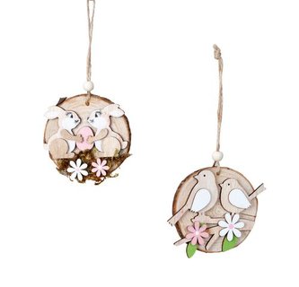 Ozdoba dřevo zajíc + ptáček