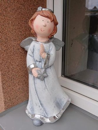 Anděl bílo-stříbrný s hvězdou maxi