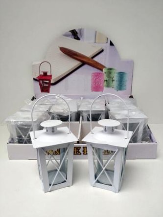 Lampička plechová bílá malá