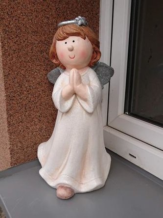 Anděl bílý stříbrná křídla velký