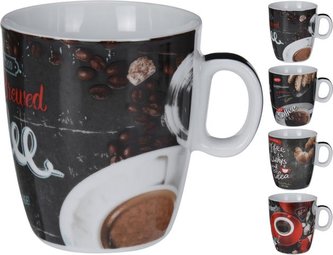 Hrnek černý motiv káva 220ml