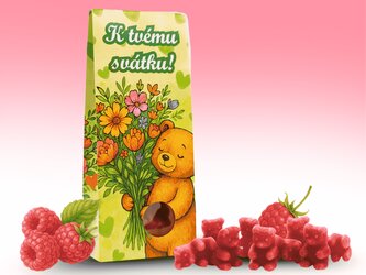 LIPOO ČAJOVÍ MEDVÍDCI VŠE NEJLEPŠÍ K SVÁTKU DÁRKOVÝ S PŘÍCHUTÍ MALINA A VANILKA 50G