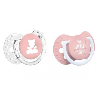 LOVI Dudlík s mini štítkem 0-2m silikonový dynamický MY LITTLE LOVE 2ks