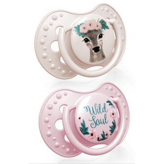 LOVI Dudlík silikonový dynamický WILD SOUL 6-18m 2ks holka