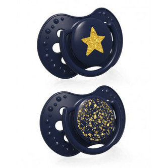 LOVI Dudlík silikonový dynamický Stardust 6-18m 2ks modrý