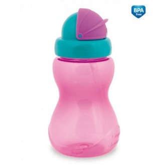 Canpol babies Láhev sportovní se slámkou malá 270 ml růžová