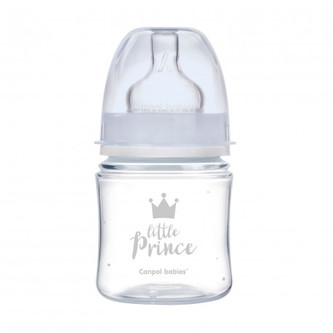 Canpol babies Lahev se širokým hrdlem ROYAL BABY 120ml modrá