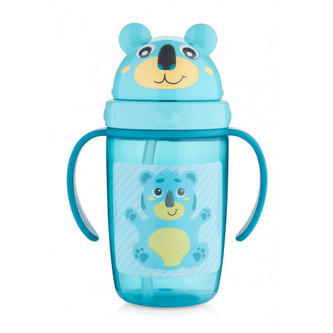 Canpol babies Hrneček se silikonovou slámkou HELLO LITTLE 400ml zelený