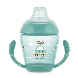 Canpol babies Nevylévací hrneček se silikonovým pítkem 230ml TOYS tyrkysový