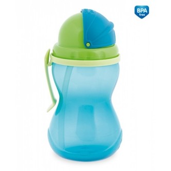 Canpol babies Sportovní lahev se slámkou 370ml modrá