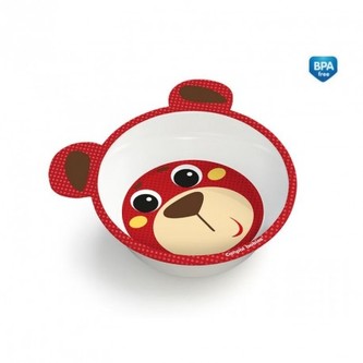 Canpol babies Melaminová miska protiskluzová s oušky HELLO LITTLE 490 ml červená 4/520_red